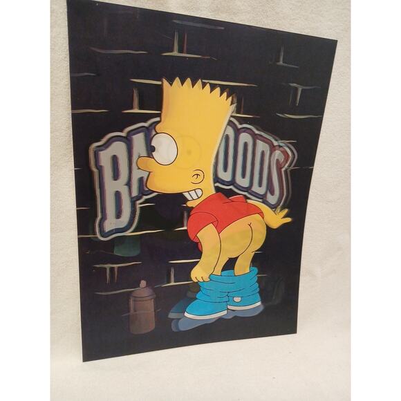 Vintage Bart Simpson 3D Movement backwoods Holographic Poster Shorts On/Off But - Picture 4 of 16